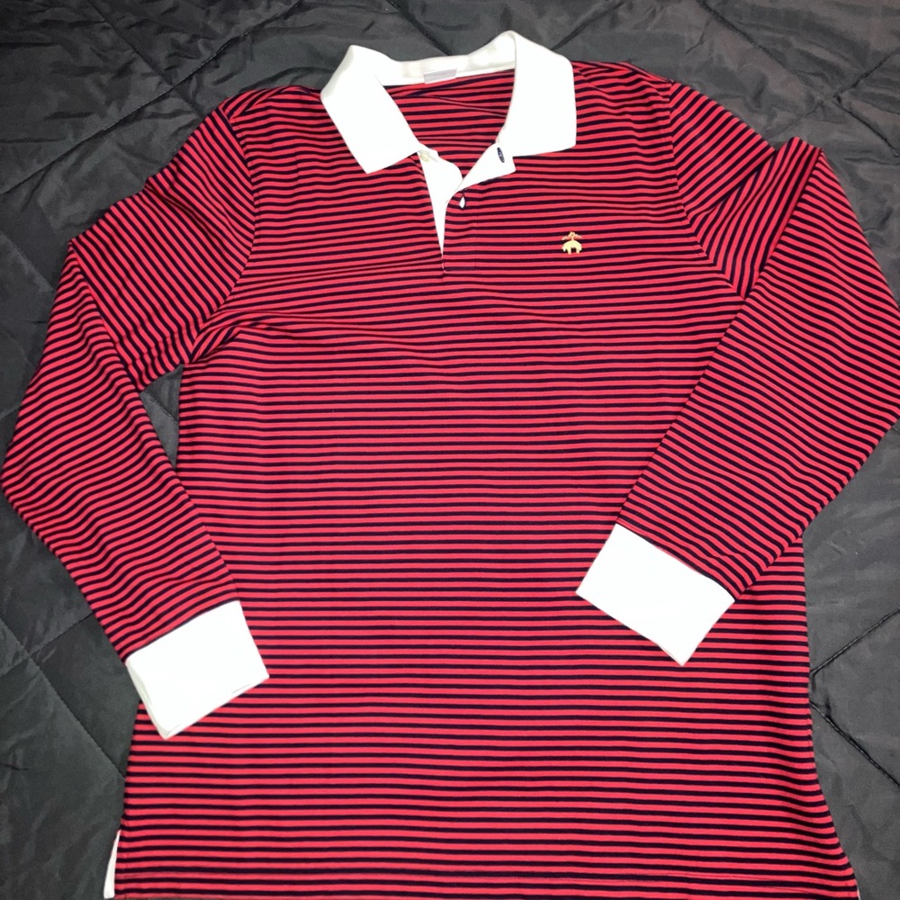 Brooks Brothers Red and Black Striped Polo Shirt